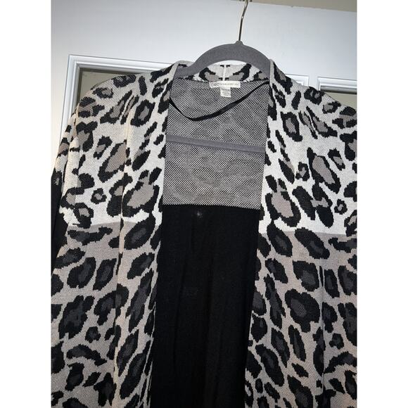 Est. 1946 Cato cheetah print open long cardigan black womens 14/16W - Picture 2 of 4